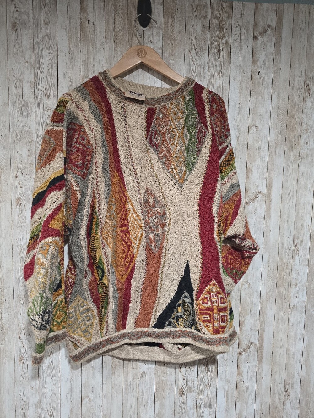 Coogi Classic Vtg 3D Knit Sweater Linen Cotton L  Made In Australia